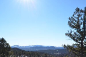 looking out at the great Continental Divide from our deck in Florissant Colorado